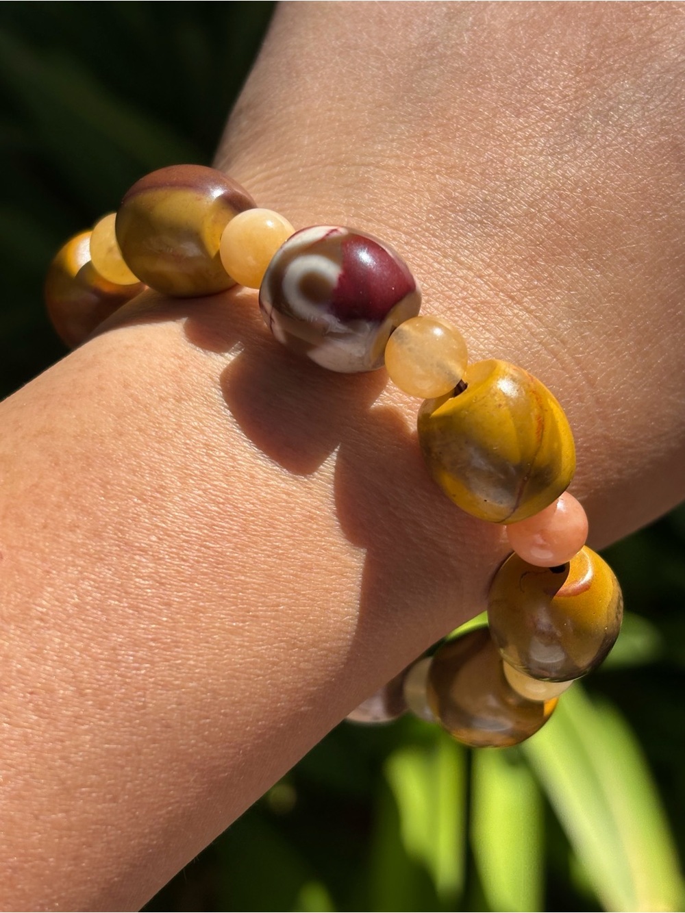 15mm Barrel Shape Earth Tone Yellow Agate Bracelet 7 In 2610 - Picture 4 of 8